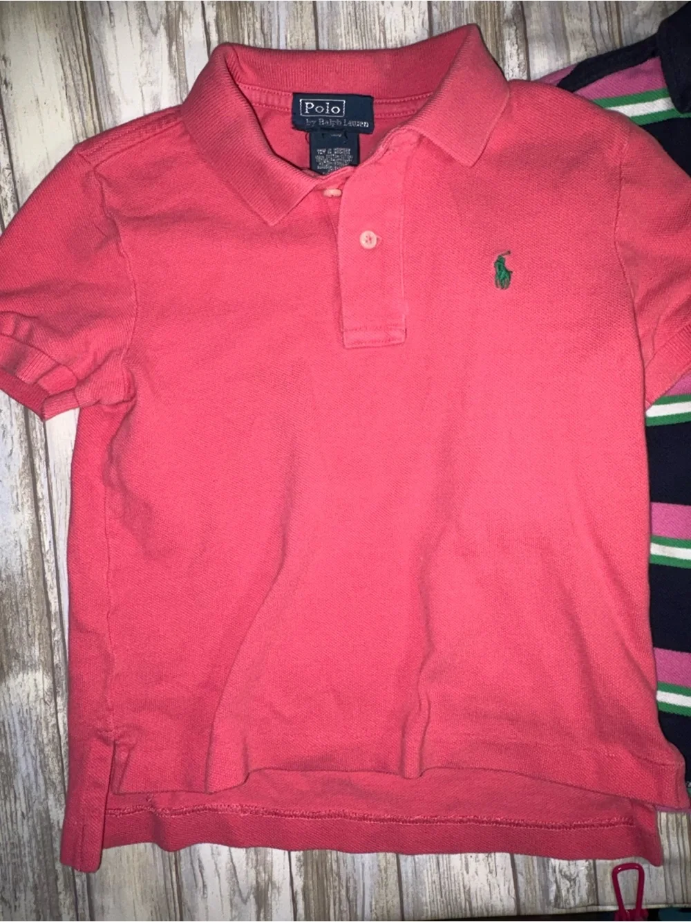 Ralph Lauren Coral Pink Polo & Navy Stripe Polo Twin Set